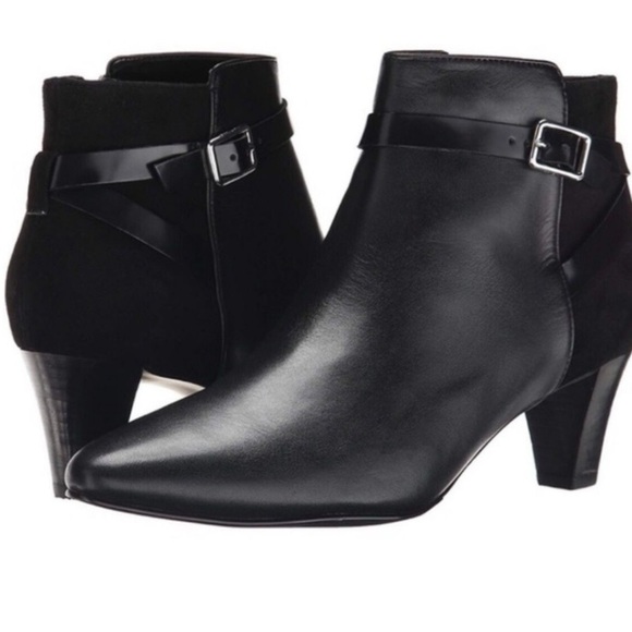 Cole‎ Haan Black Heeled Boots with Buckle Detail - Picture 1 of 9